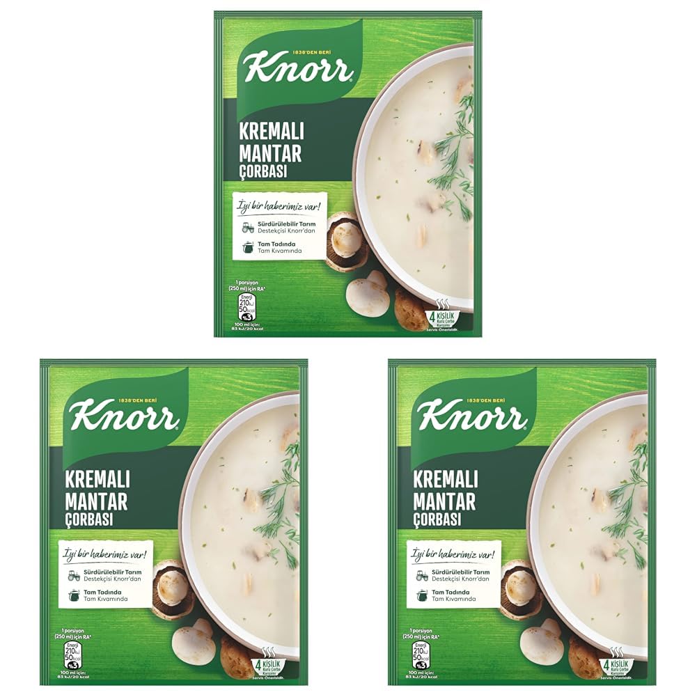 Knorr Hazır Çorba Kremalı Mantar 4 Kişilik, 63 g 3lü paket