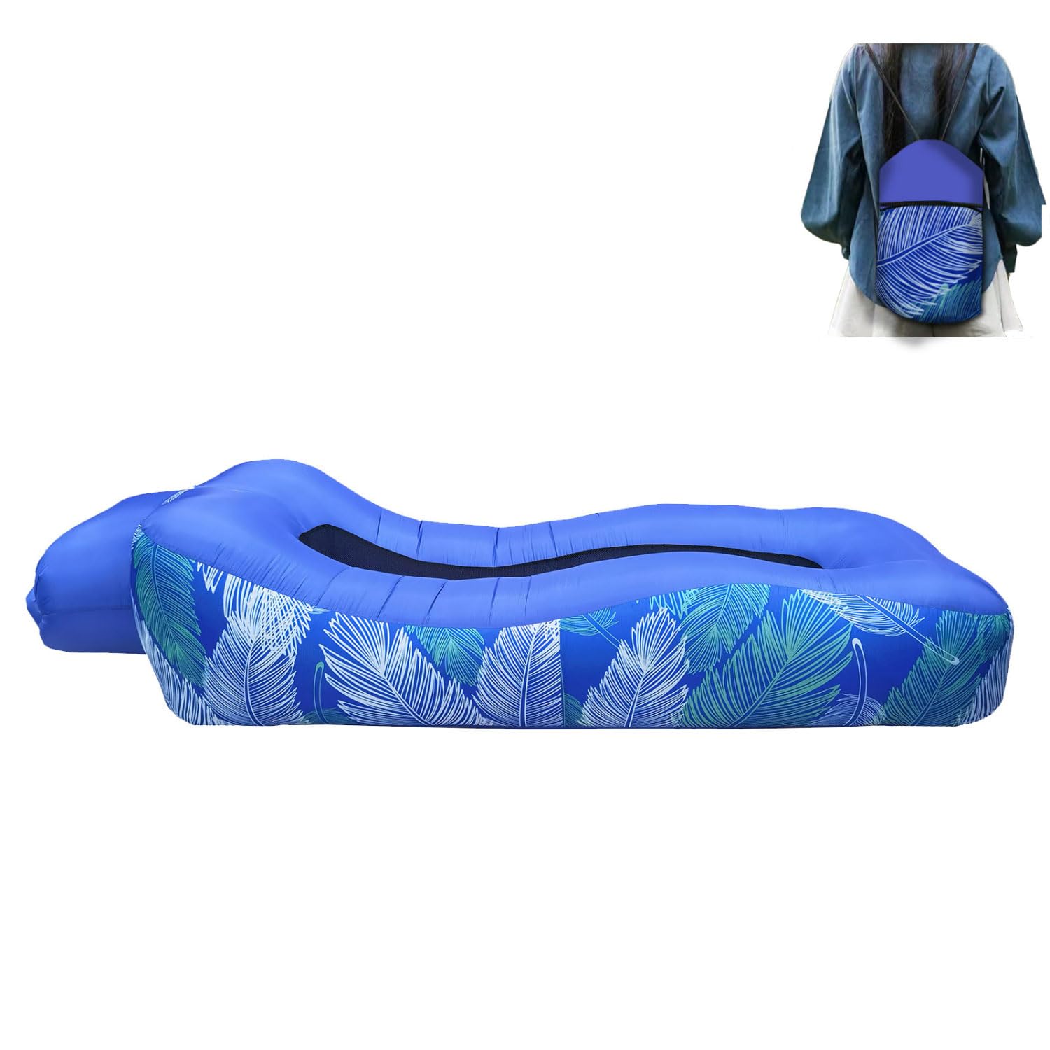 Chaise longue gonflable avec sac pour camping et mer