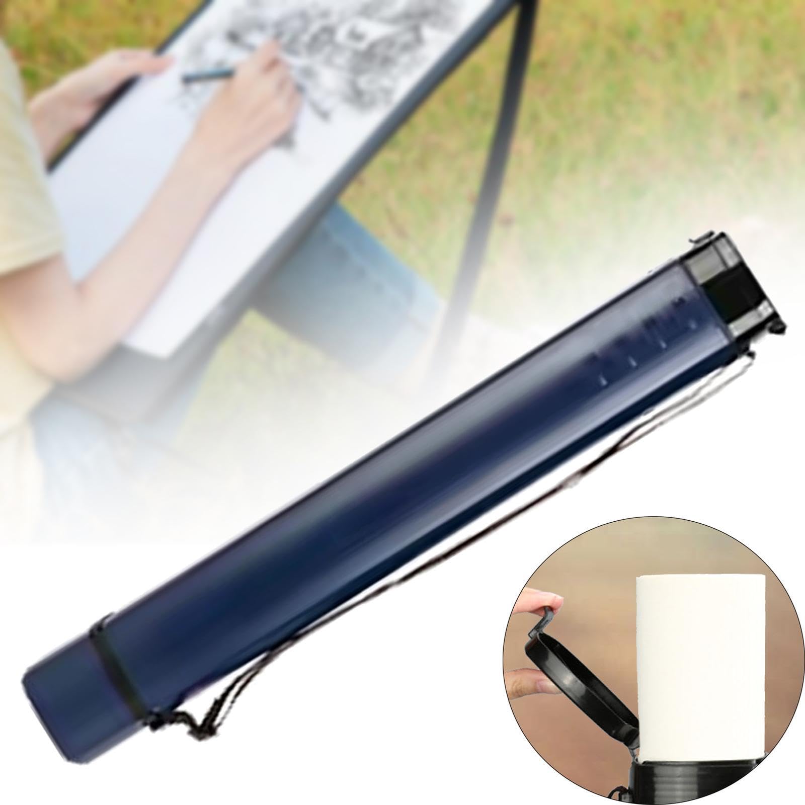 Tubo Porta Planos Tubo Telescópico Almacenaje Estuche Expandible Correa Ajustable Material Impermeable Adecuado para Estudiantes, Azul Profundo, Individual