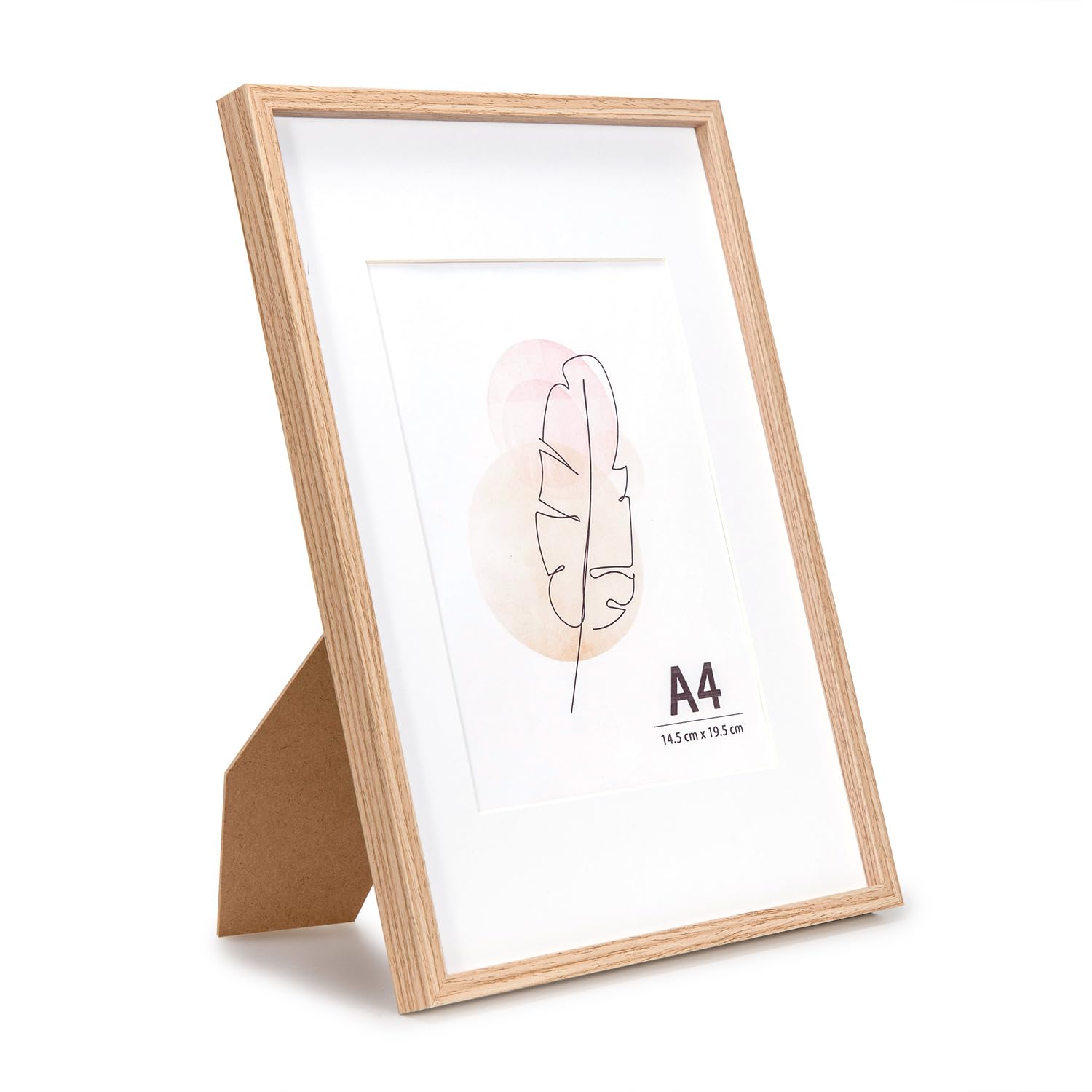 Kaiwin Oak A4 Picture Frame Wooden Poster Frame Suitable For 6X8 With Mat, 21X29.7 Cm Picture Frames For Tabletop And Wall Mounting Display For Home, Office,Gallery,Holiday