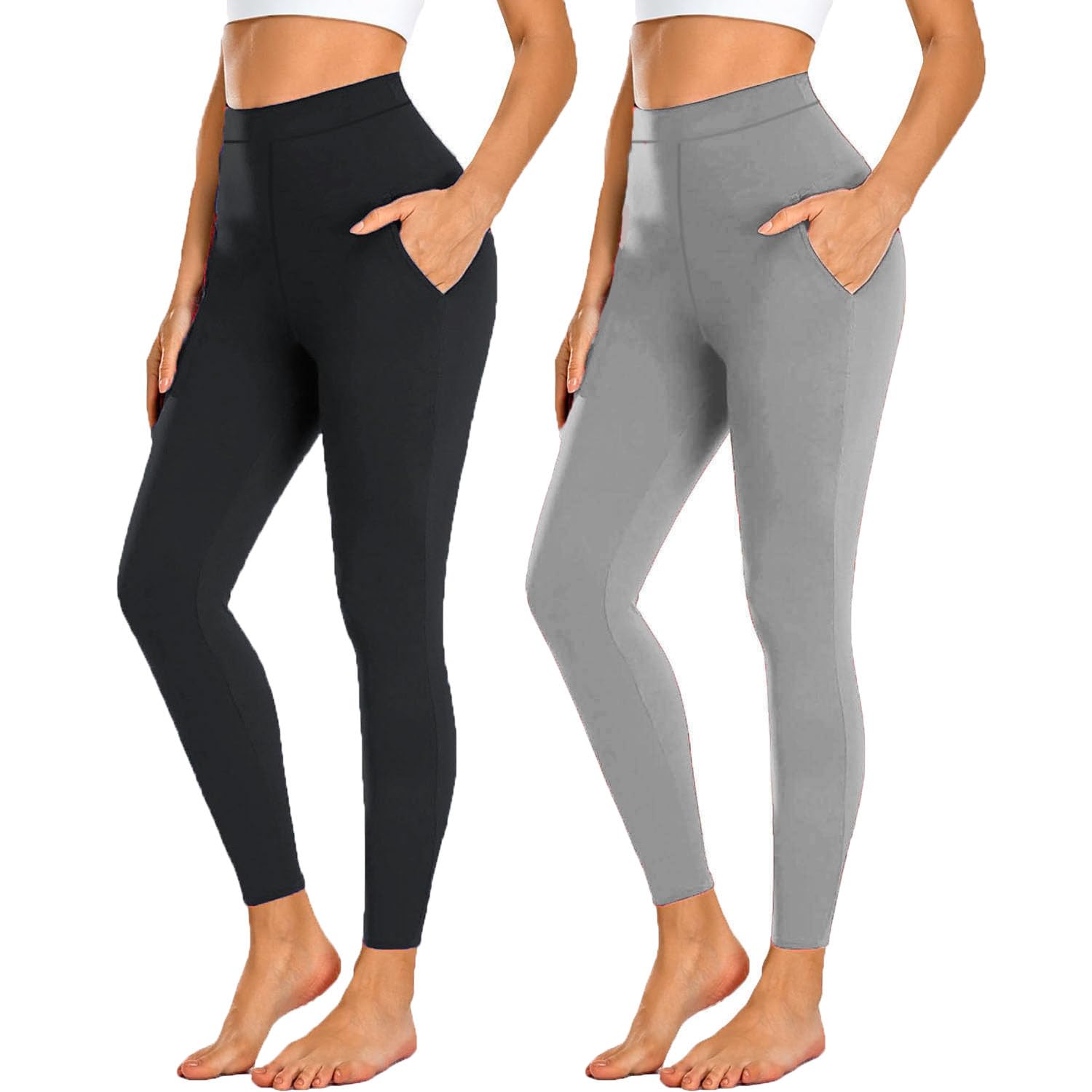 Women Slim Fit Cotton Lycra Stretchable PocketJeggings Mid Rise, Ankle Length with Elasticated Waistband (Pack of 2)-picture-30