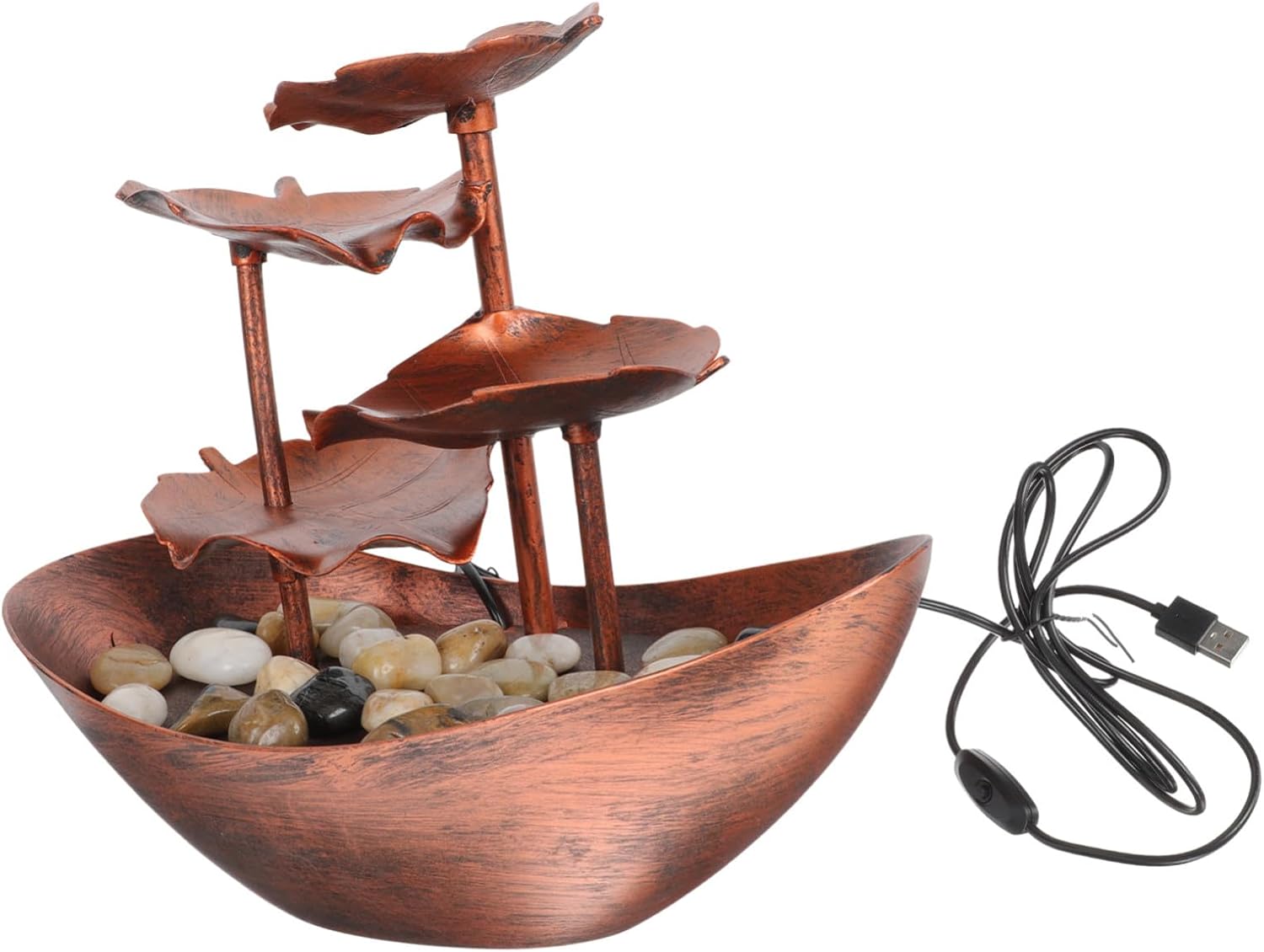 Creative Indoor Tabletop Waterfall Fountain with Lotus Leaf Design Flowing Water Landscape Decoration for Home Office Wedding Zen Relaxation Sturdy Build with Elegant Finish
