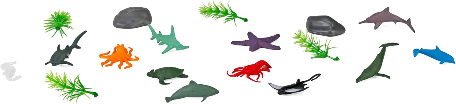 Wild Republic Aquatic Animals Bucket, Toy Figures, Kids Gifts, Ocean Theme Party Supplies, Sea Creatures, 18Piece