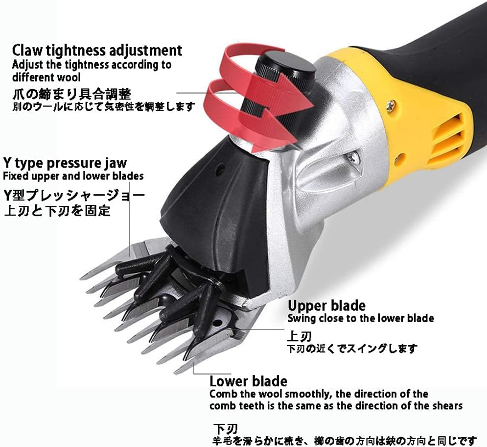 Livestock Electric Clipper Wool Clippers 6 Speed Adjustable 1000W Wool Shears Suitable for All Kinds of Sheep Cattle and Horses 9 Straight Tooth (13 Curved Tooth Blade)
