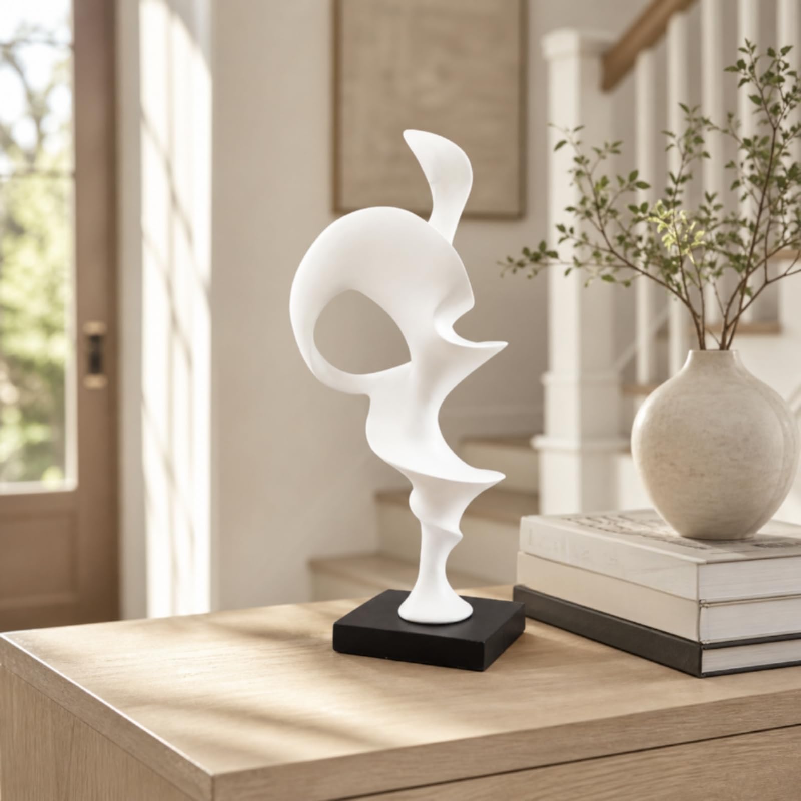 F Fityle Escultura con Líneas Orgánicas Abstracto Escultura Mesa Figura corativa con Base para Salón, Recibidor, Oficina