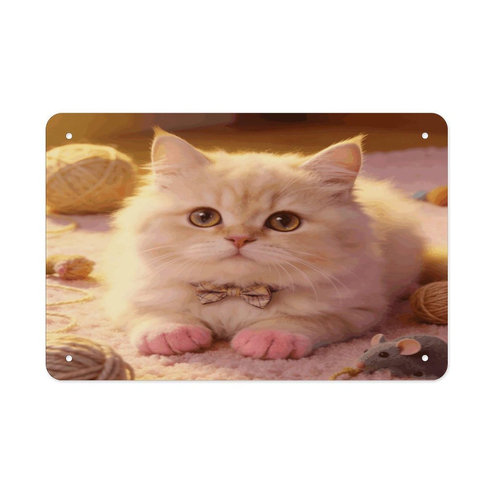 Khauerbc Style Fluffy Paws Sweetheart Tin Sign Iron Sheet Painting Unframed 11.8X7.9 Inch Metal Poster Wall Decor Iron Painting Wall Prints For Living Room Bedroom Office Home Decor
