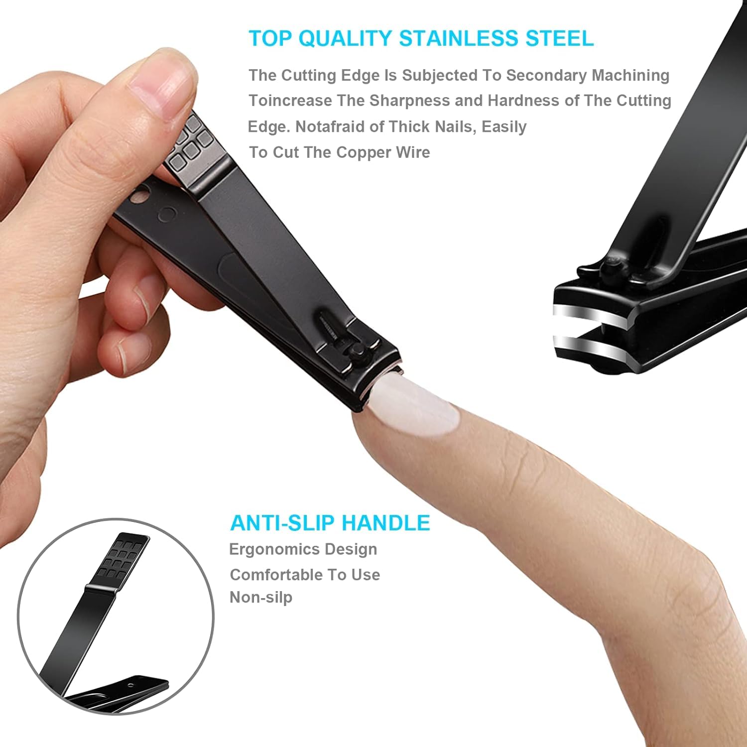 MEI DE MODA Professional Manicure Pedicure Kit | Luxury Nail Grooming Set With Designer Leather Case (7PCS BLACK) 4