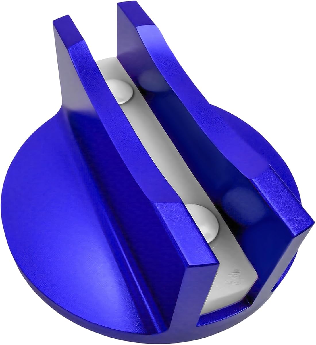 Almohadilla magnética universal para gato, almohadilla ranurada de 0,47" de ancho, protector de riel de bastidor de soldadura de pellizco de alta resistencia, adaptador de gato ranurado de aluminio, accesorios de reparación automotriz (azul)