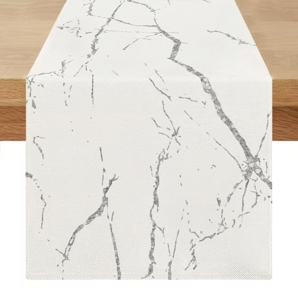 Modern Table Runner 40 x 180 Black White Washable Table Runner Gold Marble Textured Beige Table for Rectangular Kitchen Decorations — image 1