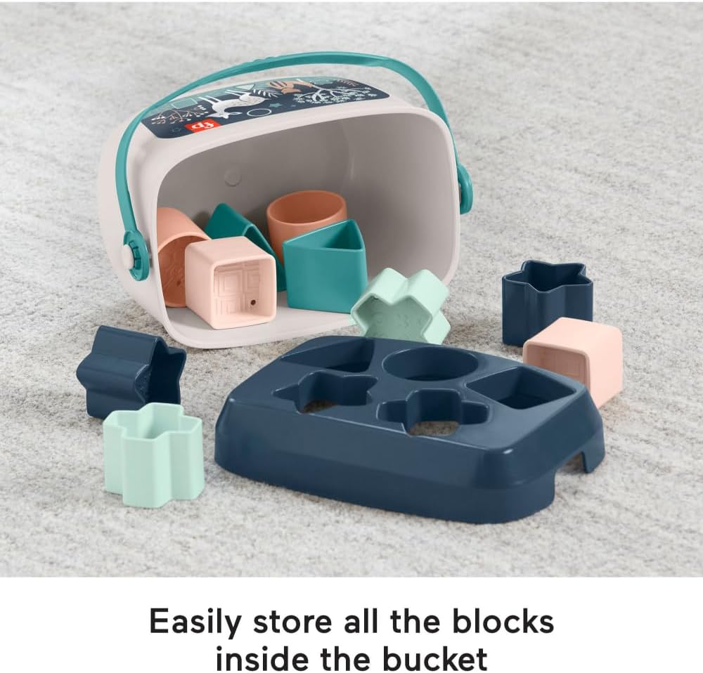 Fisher-Price Baby's First Blocks – Navy Fawn, Set of 10 Blocks for Stacking and Sorting Play for Infants Ages 6 Months and Older (Amazon Exclusive)