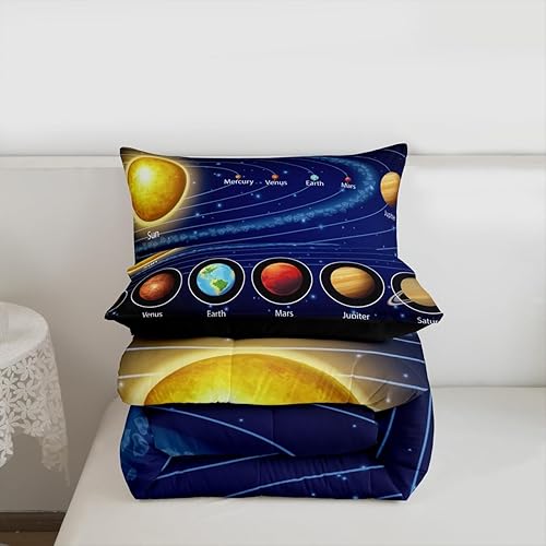 Miniatura 7 de Juego de edredón con sistema solar, tamaño individual, galaxia, espacio exterior, para niños y niñas, cielo estrellado, universo, planetas,
