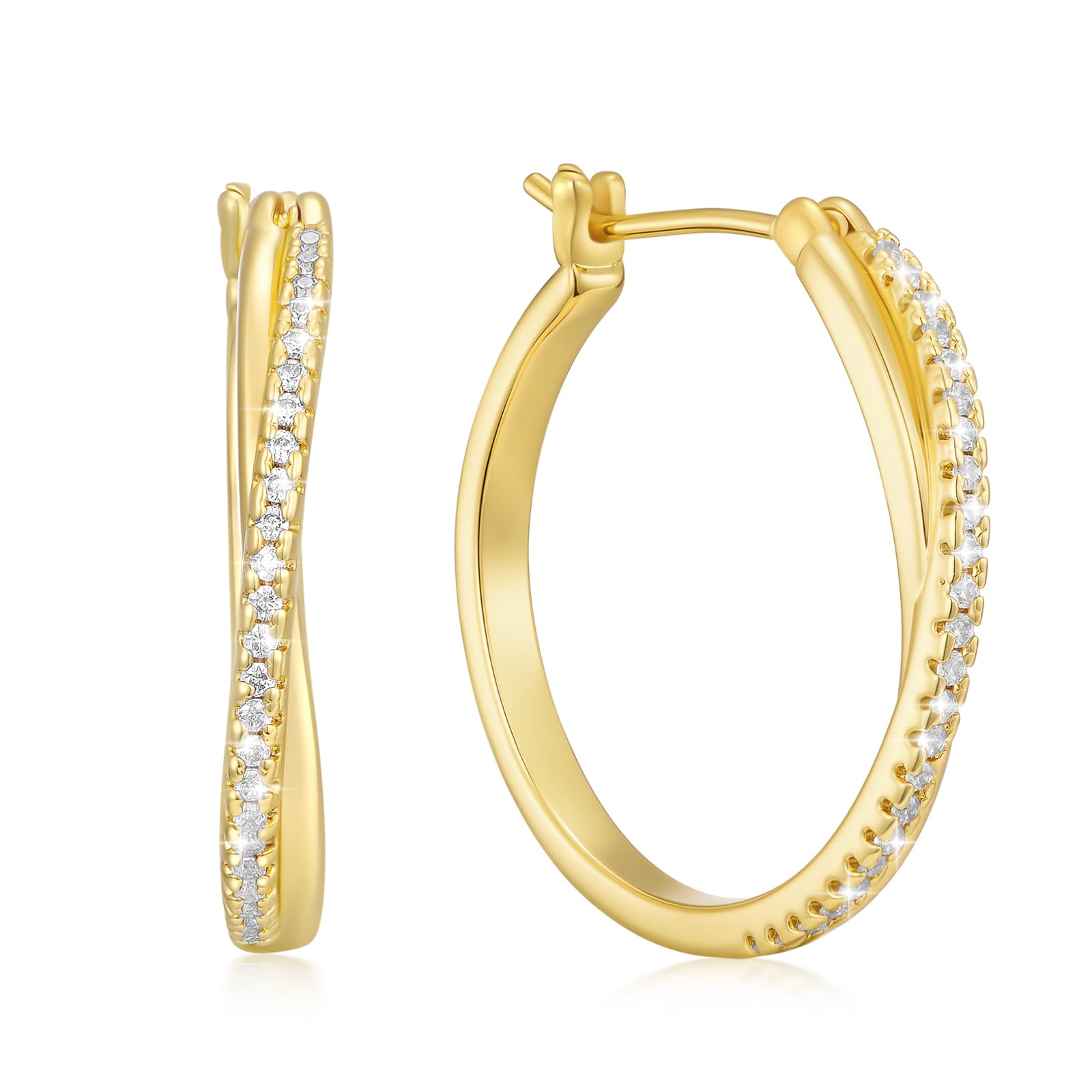 14K Gold X-Shaped Huggie Earrings