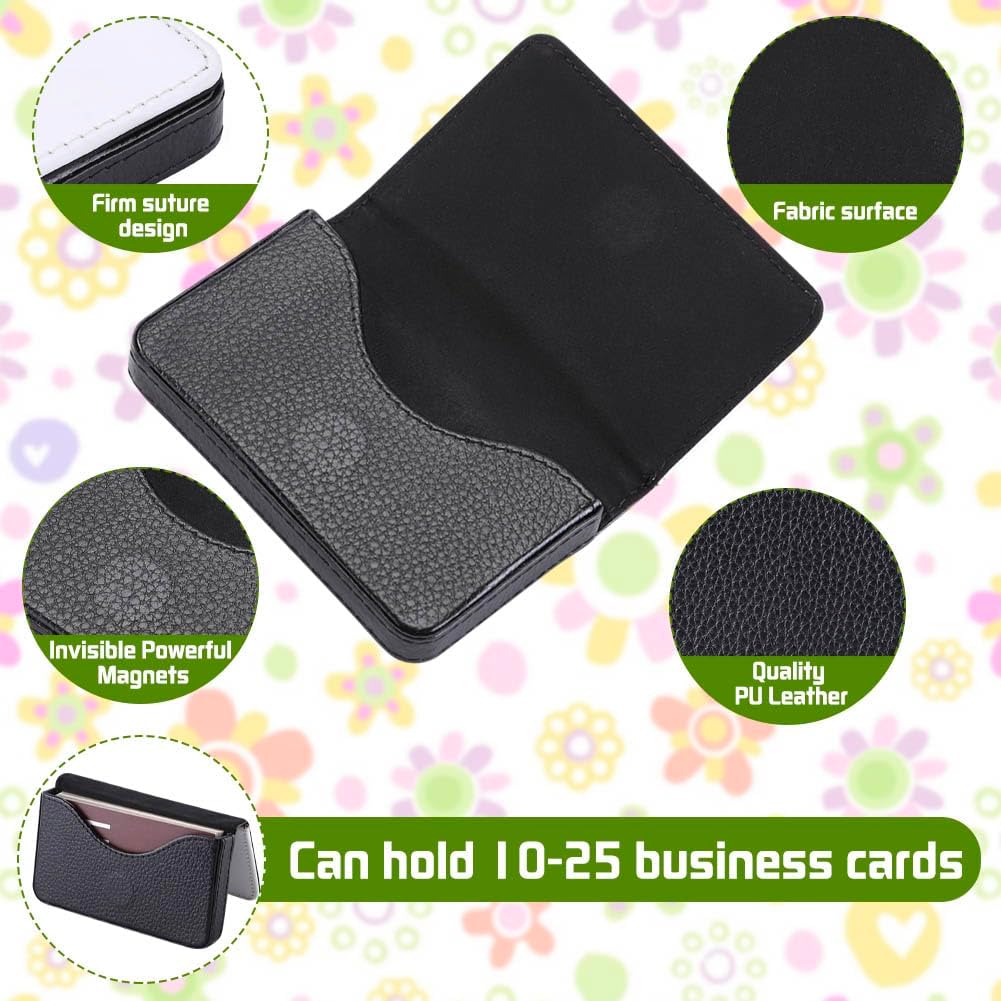 3 Pcs Sublimation Blank Business Card Holder PU Leather Name Card Case Pocket Heat Transfer Blank Card Carrier Case Wallet with Magnetic Shut for Men Women - Image 3