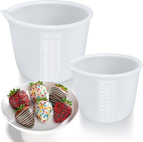 Palksky Tazas de silicona para derretir chocolate, juego de 2 piezas para derretir chocolate (600ml y 1000ml), olla de chocolate para sumergir y