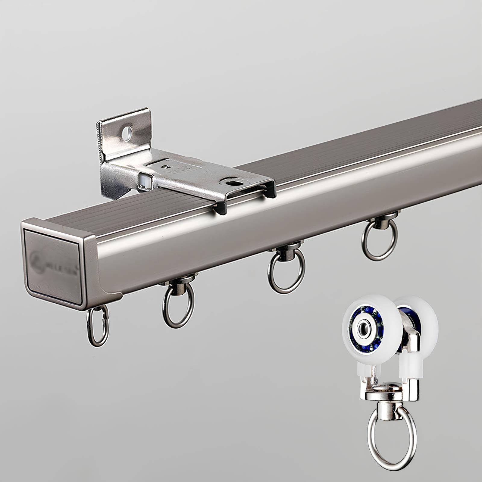Rails de rideaux robustes en alliage d'aluminium au design épuré gris