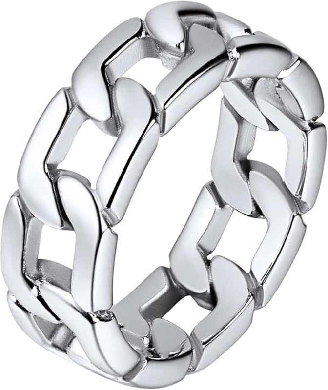 Anillos de acero inoxidable para hombre, anillos de cadena dorados/negros/plateados de 7mm, anillo giratorio para ansiedad, anillo para hombres y mujeres, talla 6-14