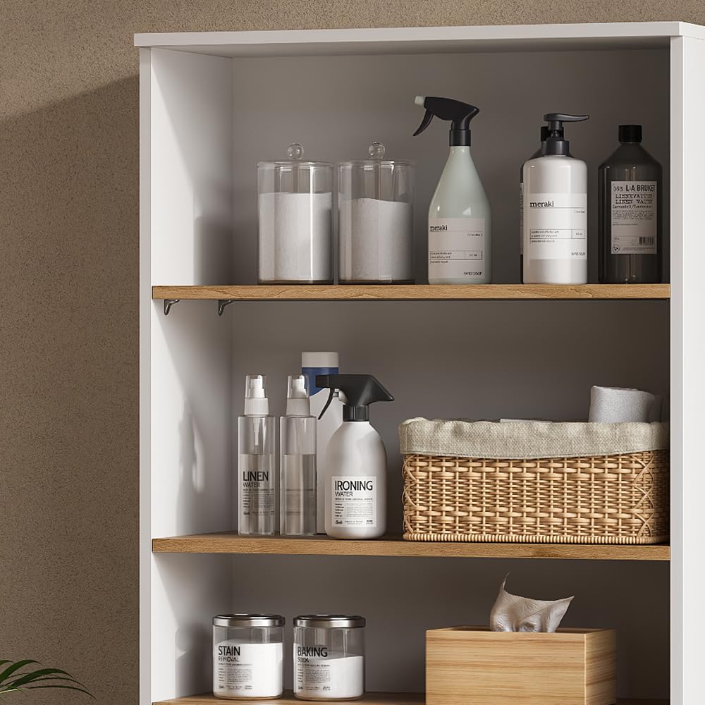 Vicco Armoire Murale Viktor, Blanc/Artisan, 68x100.4cm avec des étagères Ouvertes, à Monter au Mur pour Un Espace de Rangement supplémentaire dans la Salle de Bain