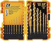 DEWALT DW1341 14-Piece Titanium Nitride Speed Tip Drill Bit Set for Metal, Wood & Plastic