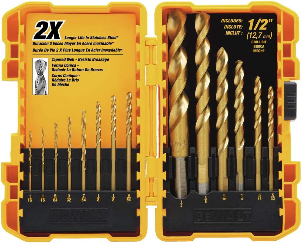 DW1341 14-Piece Titanium Nitride Speed Tip Drill Bit Set