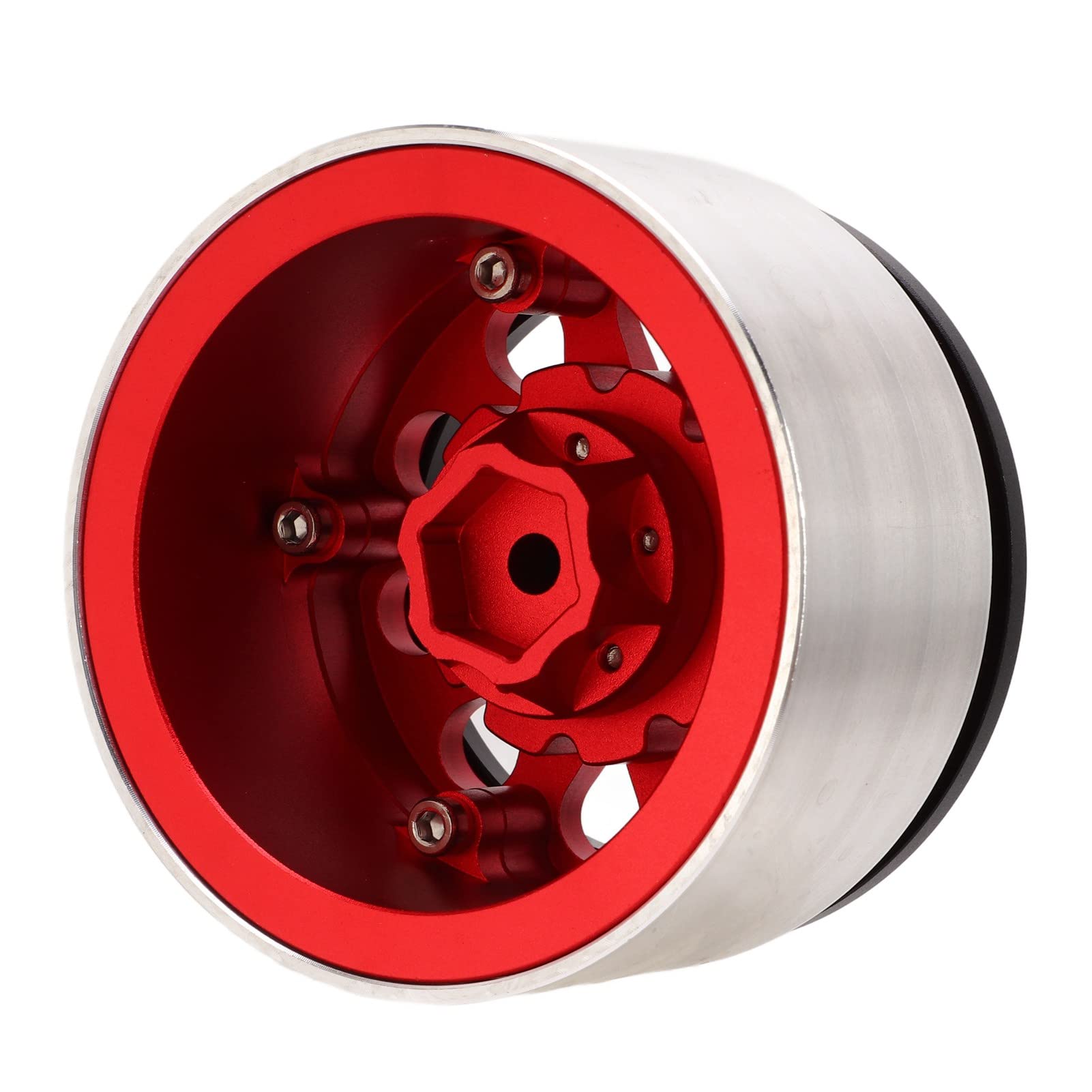 Jantes de roue pour voiture RC, lot de 4 pièces : jantes de rechange en alliage d’aluminium pour voitures RC SCX6 1/6, jantes légères et durables de 2,9 pouces offrant un excellent (Rouge)