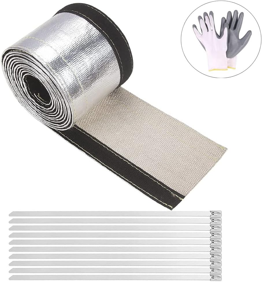 Heat Shroud Sleeve Aluminized Sleeving for Ultimate Heat Protection Hose Wire Shield 3/4" I.D.x 10FT with Hook and Loop Closure&10PCS Ties (Silver, 3/4" I.D.x 10FT)