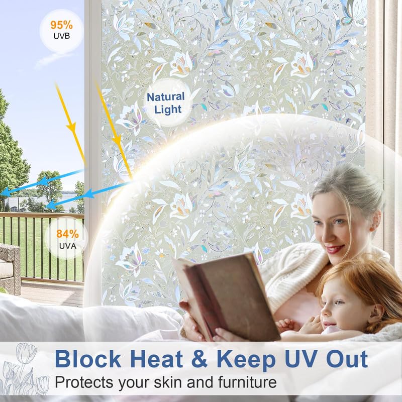Image of 3D Decorative Glass Film Window Film for Glass Film for Windows Privacy - Flower 3D |16 X 48 Inchs