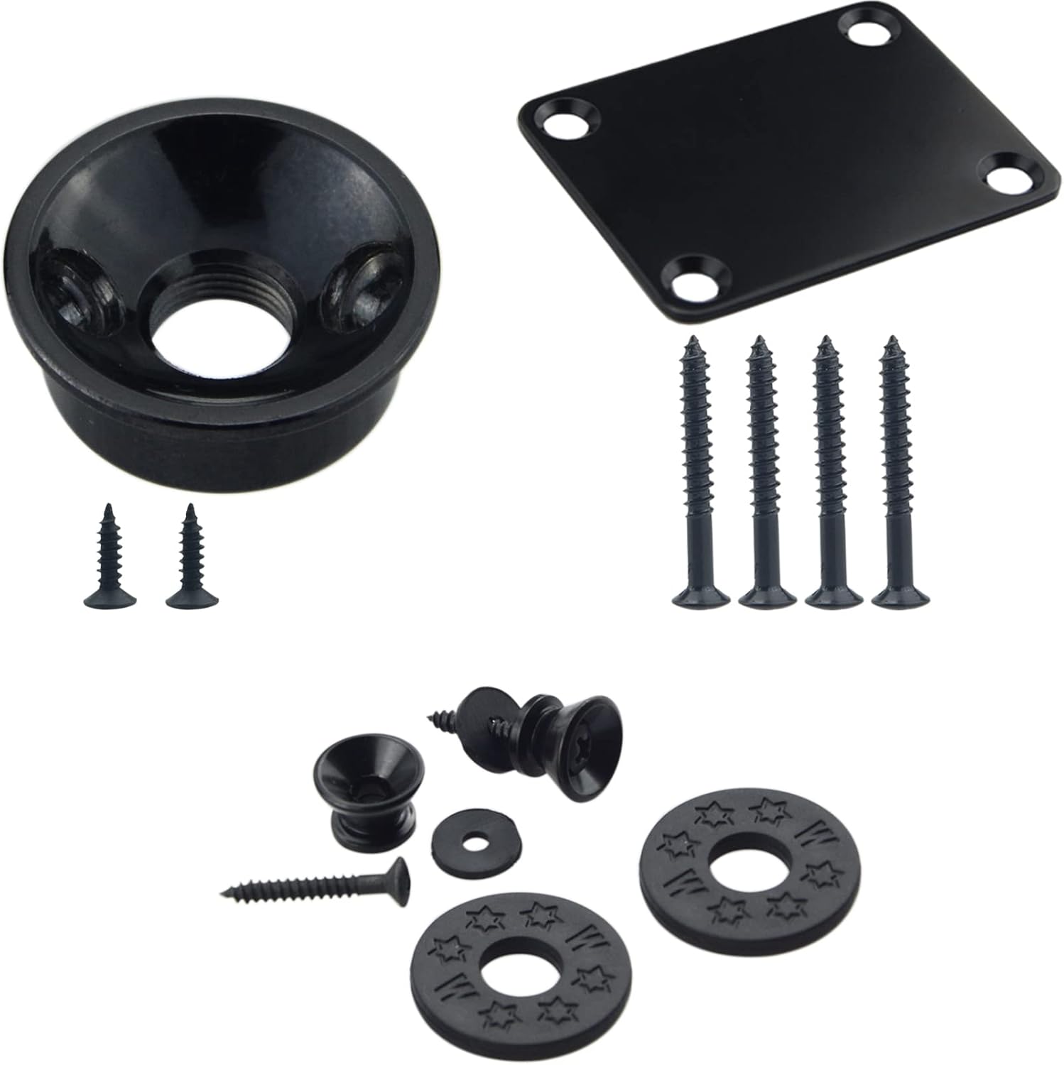 Wwomusic Black Metric Thread Electric Guitar Jack plate for Fender Tele Telecaster