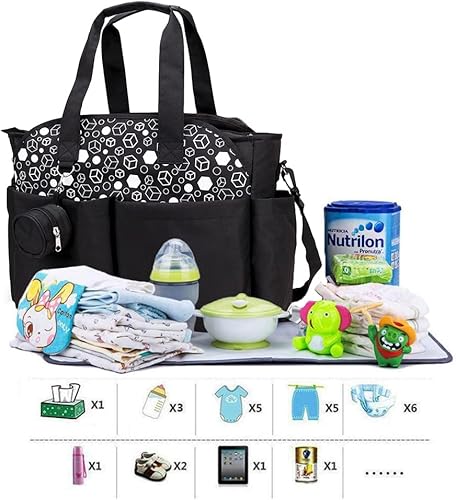 Miniatura 2 de Bolsa de pañales con estuche para chupete y cambiador de estación, bolso de mensajero multifunción para fin de semana, bolsa de bebé