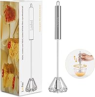 LOOHOI 2025 Upgraded Stainless Steel Semi-Automatic Whisk - 10in Egg Beater for Effortless Baking, Whisking & Mixing
