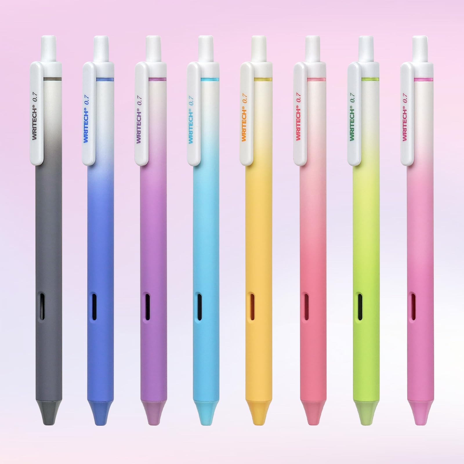 WRITECH Fine Point Gel Pens: 8ct Multi Colored 0.7mm Medium Point Retractable Assorted Color Ink Pen Smooth Writing for Journaling Coloring Gradient