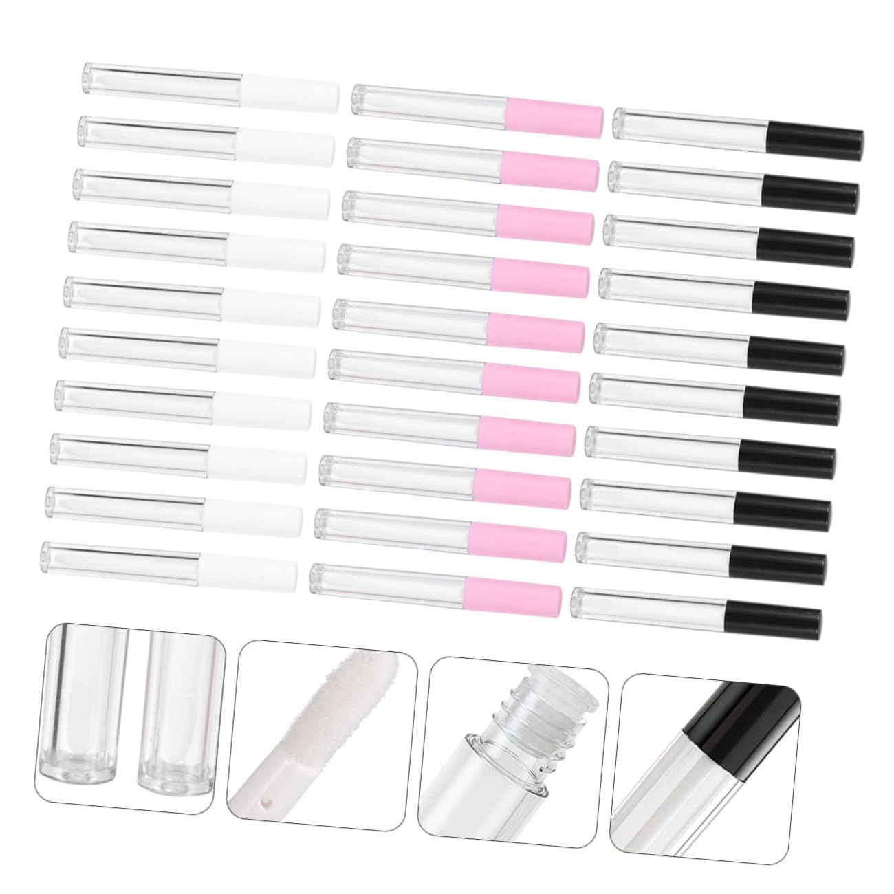 Bottiglia di Suddivisione per Gloss Labbra Rotonda 2, 5 Ml | 30 Pezzi, Corpo e Coperchio Abs, Formato Mini Compatto, per Trasporto e Travaso del Liquido
