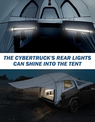 Miniatura 6 de JOYTUTUS Cybertruck - Tienda de campaña con toldo, impermeable de poliuretano de 78.740 in de doble capa para 2 personas, plataforma trasera de