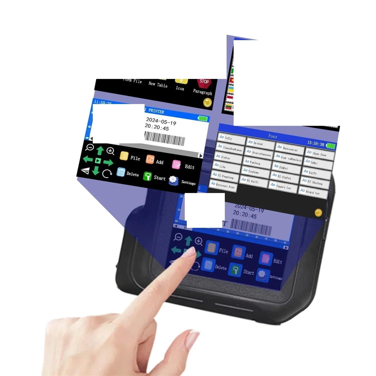 Stampante portatile mini da 0,5 pollici con touchscreen, stampante a getto d'inchiostro, macchina for la stampa di etichette codice a barre QR e data scadenza(With 1 ink)