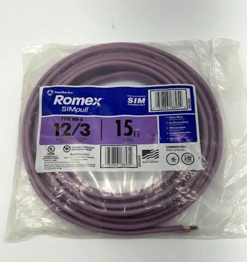 Southwire 63947826 Romex SIMpull NM-B Cable, Purple Jacket