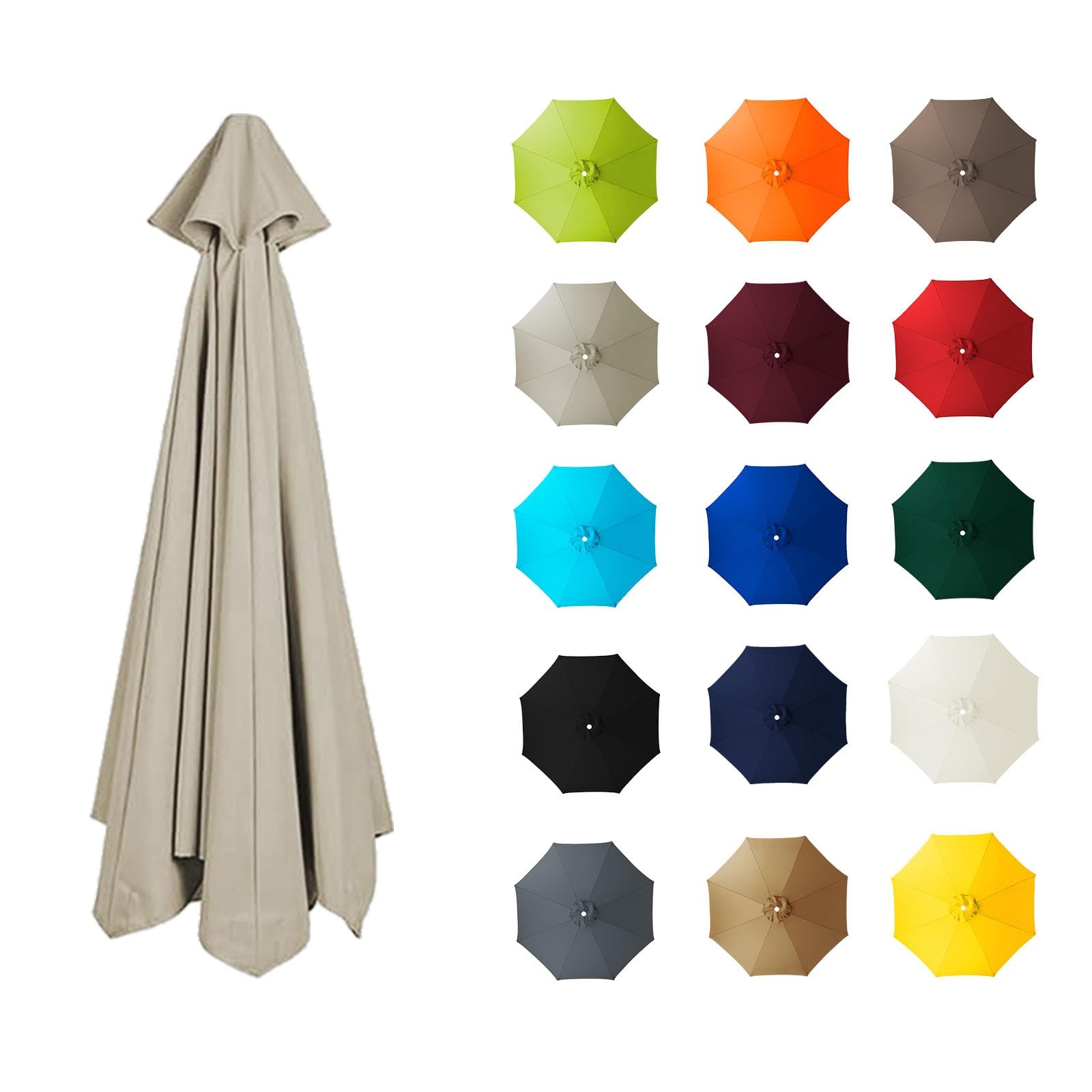 6 Arms/8 Arms Patio Umbrella Replacement Cloth Canopy, Garden Parasol Canopy Cover, Market Table Umbrella Canopy, waterproof, Sun Protection, for swimming Pool, backyard(Top color,6ribs:3.0m/9.8ft) — image 1