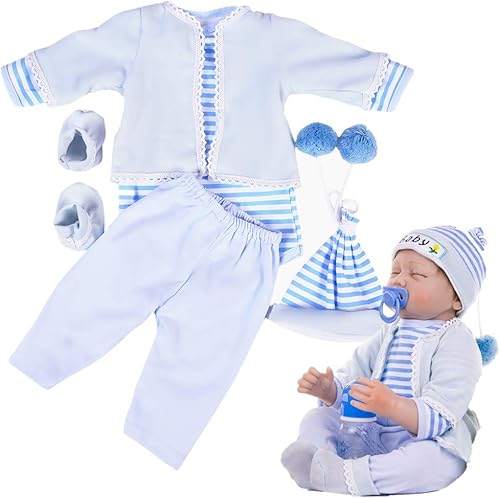 Ropa de muñeca de bebé Reborn de 22 pulgadas, lindos conjuntos de 5 piezas para muñecas Reborn de 20 a 23 pulgadas, ropa de bebé recién nacido