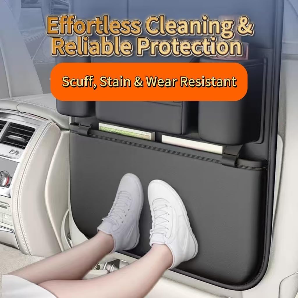 Premium Leather Car Seat Organizer for Cars, SUV & Truck - Back Seat Headrest Storage Organizer with 6 Pockets, Large Capacity Waterproof Car Organizer Pocket for Phone, Bottle, Tissue, Toys (2)