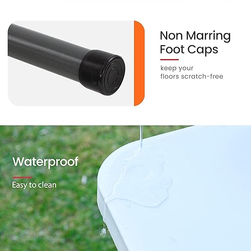 Miniatura 6 de Mesa plegable de 8 pies, mesas plegables de plástico resistente con asa de transporte, mesa plegable por la mitad ligera con función de bloqueo para