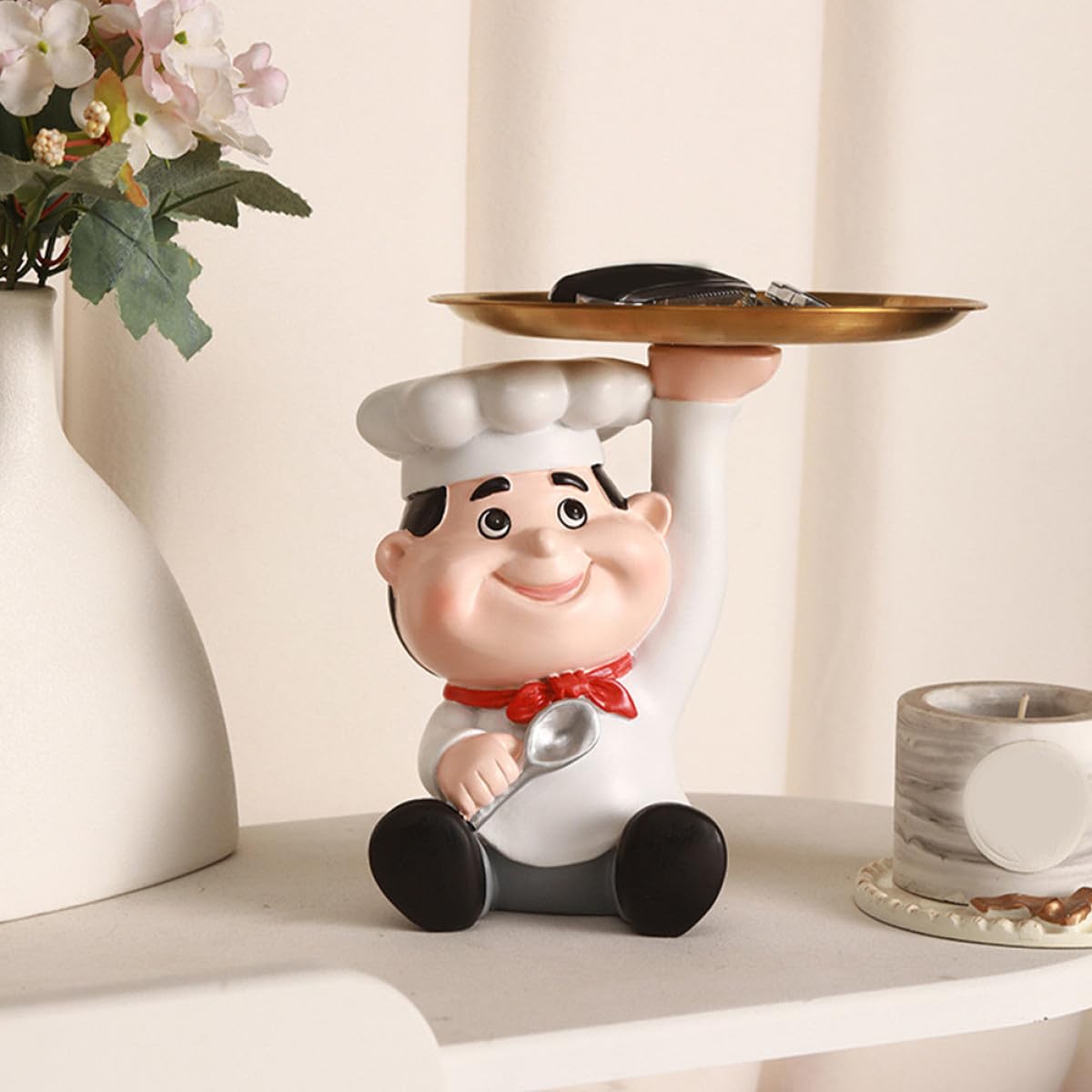 Abaodam Bandeja Decorativa para Almacenamiento de Joyas y Perfumes Diseño Elegante y Funcional de Resina Forma de Chef para Dormitorio o Recibidor