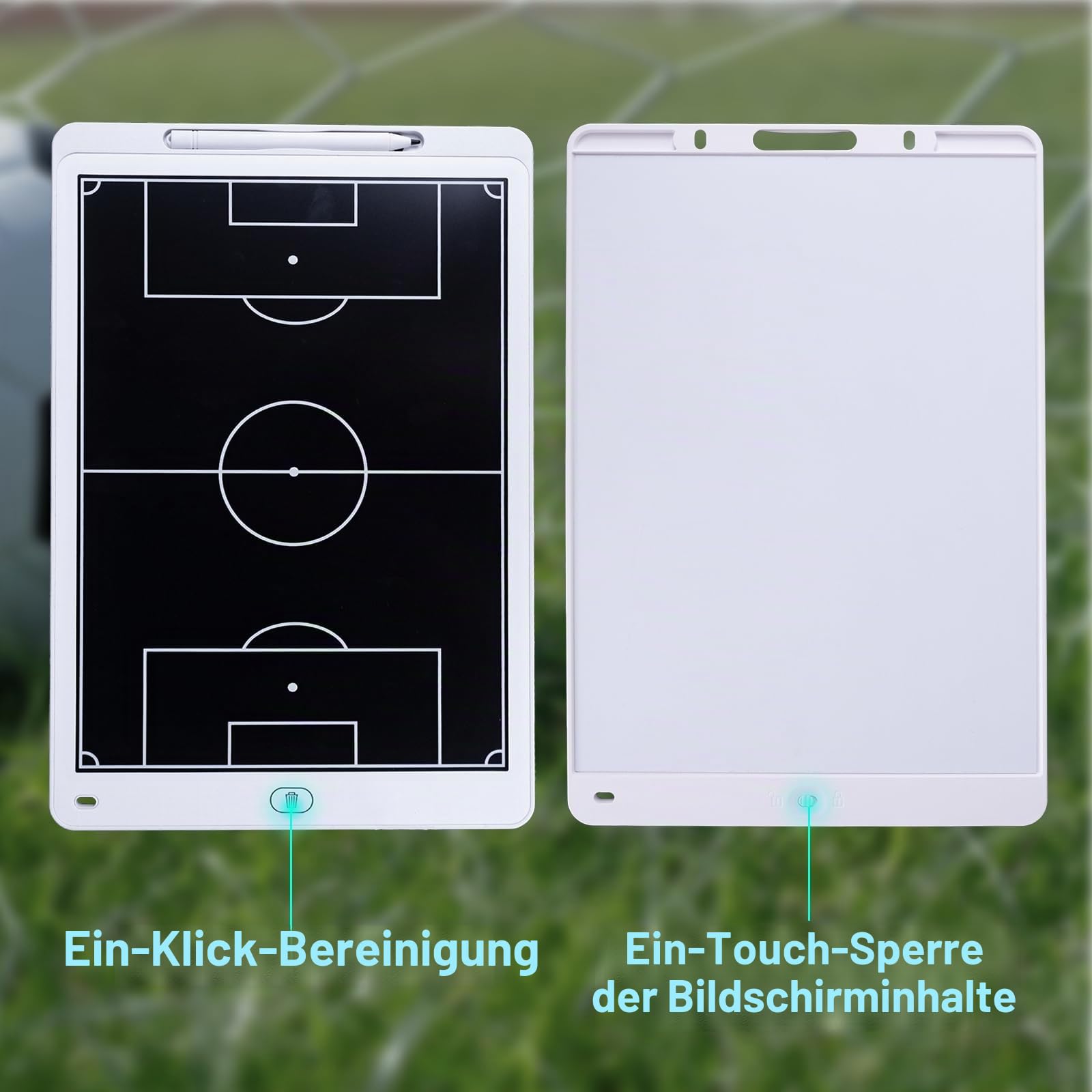 WodGod Magnetisches elektronisches Fußball-Trainingstafel, 40,6 cm (16 Zoll), LCD-Fußball-Strategiebrett mit Eingabestift, Taktikbrett, Trainingsausrüstung, Weiß