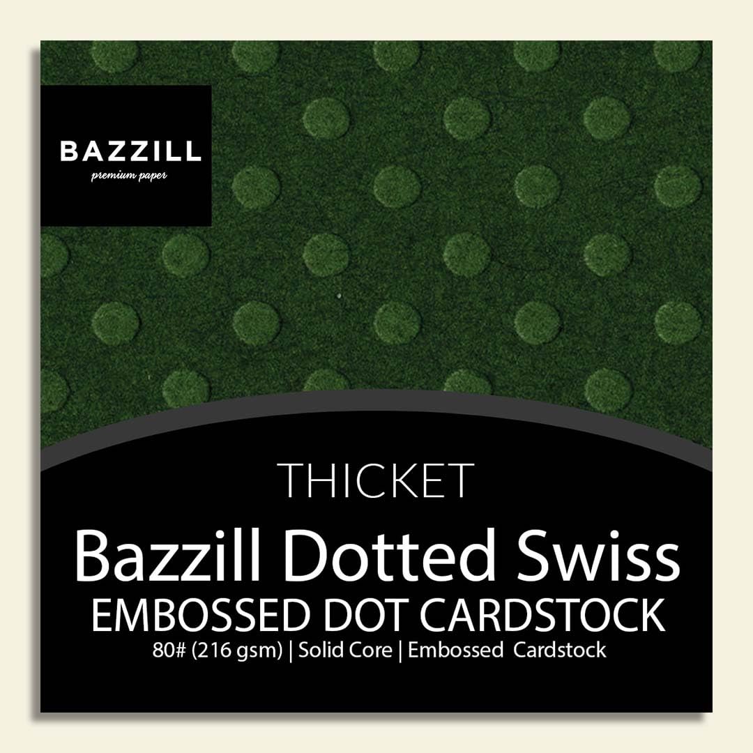 THICKET - 12x12 Dotted Swiss Cardstock by Bazzill | 80 lb Swiss Dot embossed Green Scrapbook Paper | Premium Card Making Cardstock for Paper Crafts | 25 Sheets,25 Pack