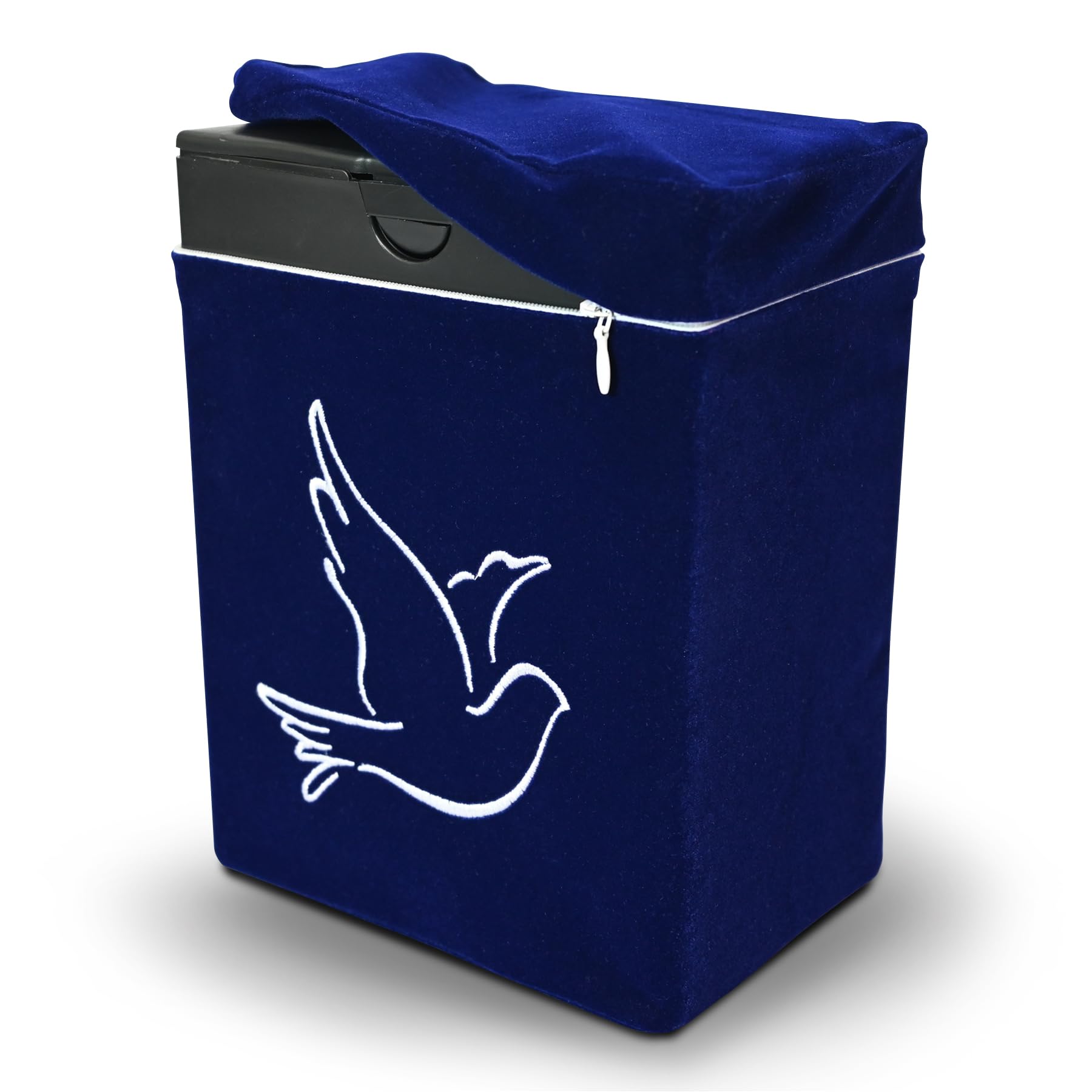 Velvet Urn Bag with TSA Approved Cremation Container | Holds Cremated Ashes of Human Adult | For Use in a Niche or Ground Burial | Fits the Crowne Burial Urn Vault Navy with Dove product thumbnail 6