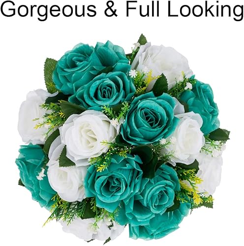 Miniatura 5 de Inweder Esferas de flores de boda para centros de mesa, 2 ramos de flores artificiales, flores falsas para bodas, fiestas de cumpleaños, día de San