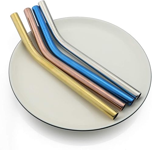 Miniatura 2 de JASHII - Pajita portátil de acero inoxidable 304 con caja y cepillo de limpieza para viajes, camping, 5 unidades, Plateado