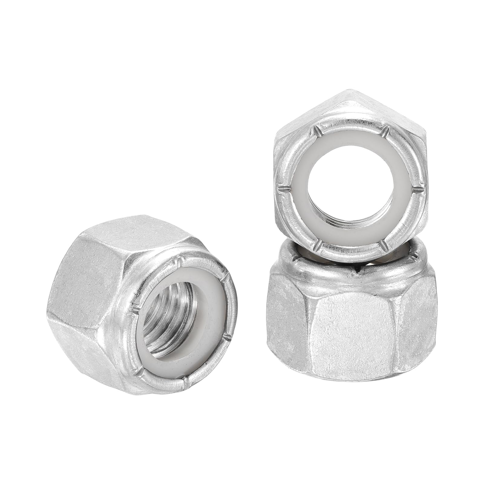 Kozelo 5Pcs Nylon Locking Hex Nuts - [5/8"-11], 304 Stainless Steel Hardware Nuts, Silver, for Automotive, Aerospace, Industrial Applications Use