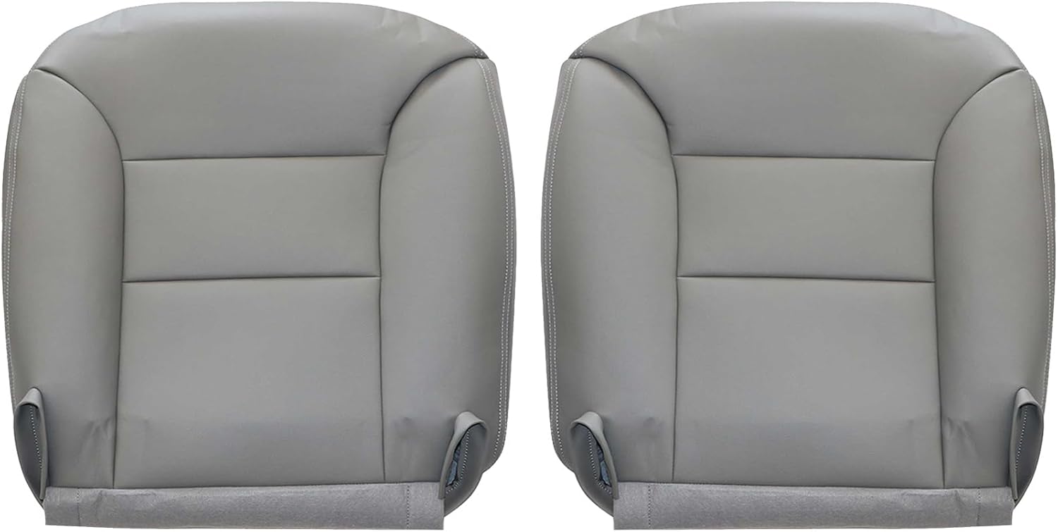 NLQR Driver and Passenger Bottom Replacement Leather Seat Covers Compatible with Chevy Silverado Tahoe Suburban GMC Sierra Yukon 1995 1996 1997 1998 1999#132 Pewter Gray