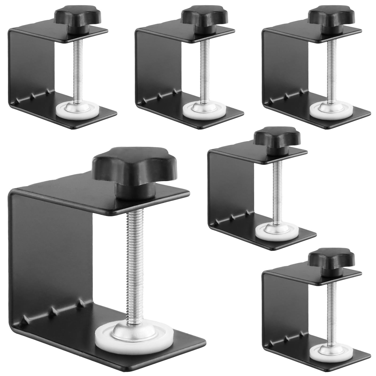 SINJEUN Lot de 6 pinces en C noires en acier laminé à froid Tigre pour bureau, clôture, tiroir, installation avant de meubles, armoires, tiroirs