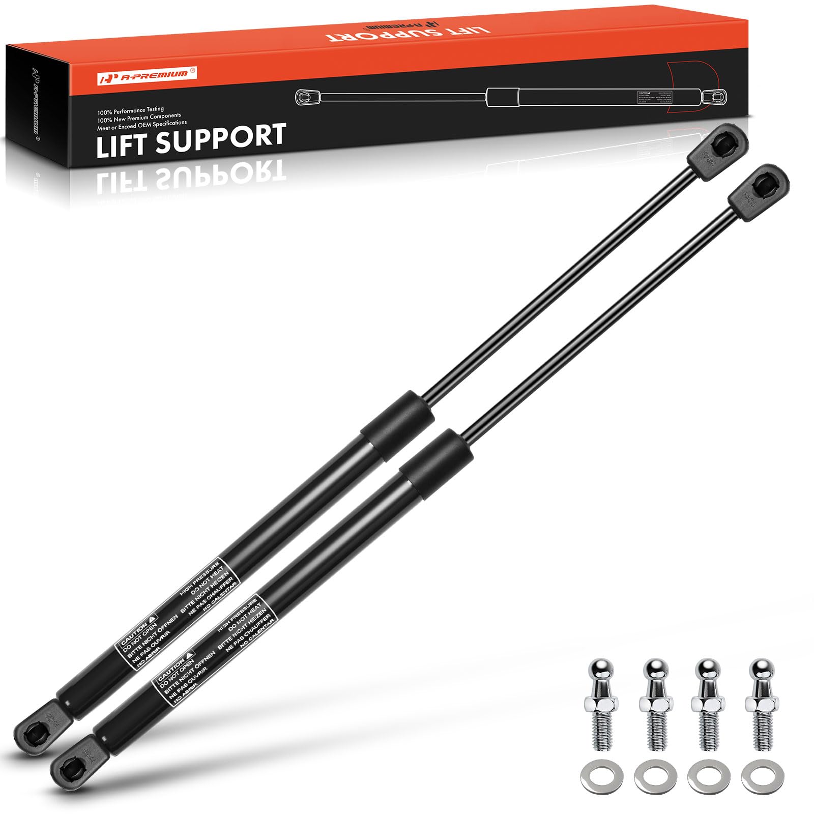 A-Premium Lot de 2 vérins de levage universels avec piquet Longueur étendue 58,1 cm Longueur compressée 33 cm Force 16,8 kg