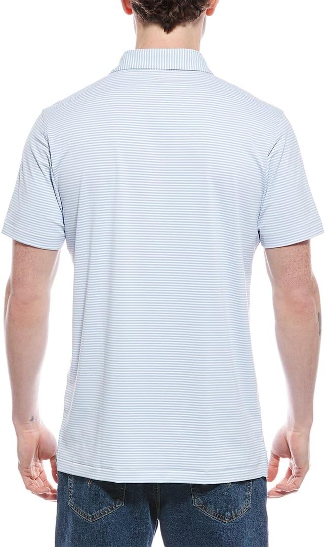 Peter Millar Ambrose Performance Jersey Polo In White/Blue Frost - Image 2