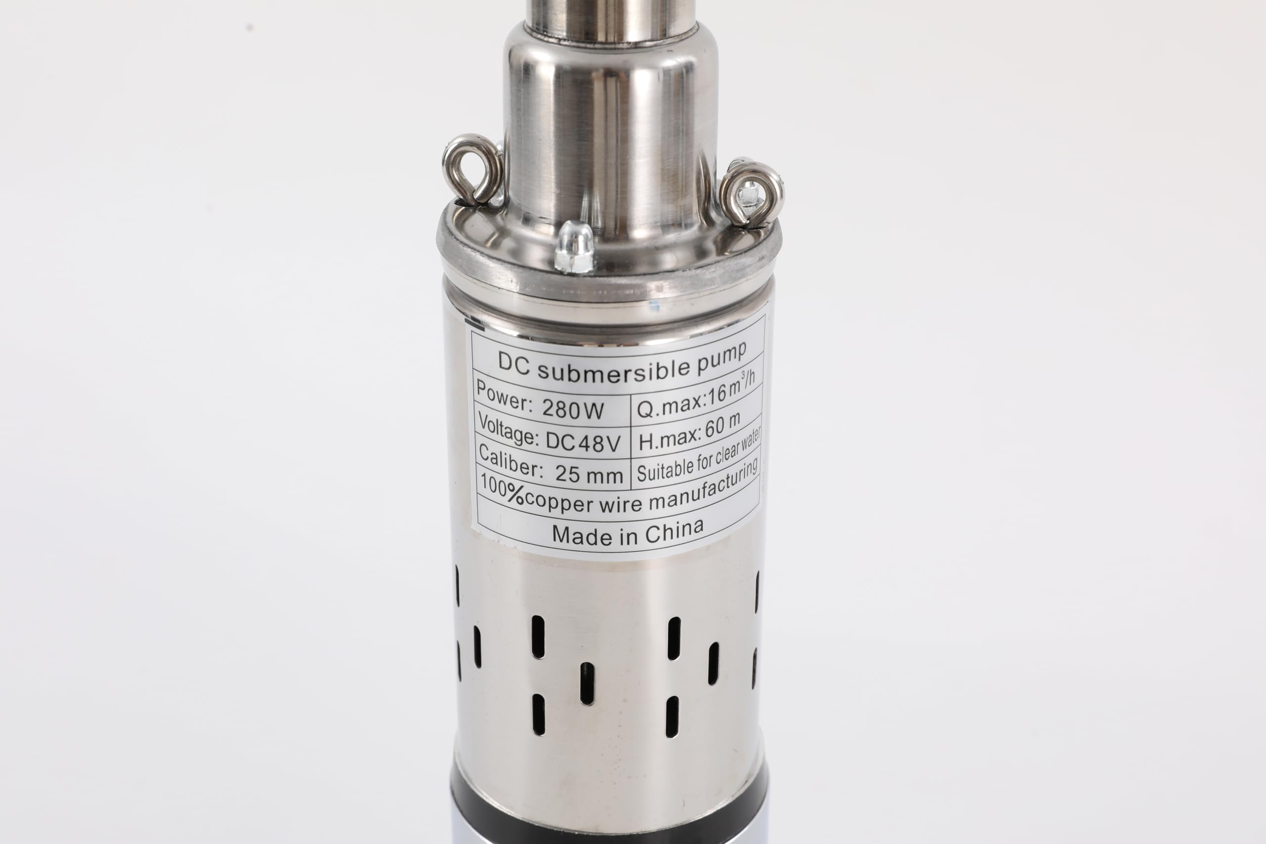 Bomba para pozos profundos, 8 cm, CC 48 V, 280 W, bomba sumergible de 16 L/min, altura máxima de extracción de 60 m, bomba de agua para riego, suministro de agua y drenaje